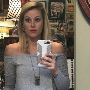 Long granite necklace on chain